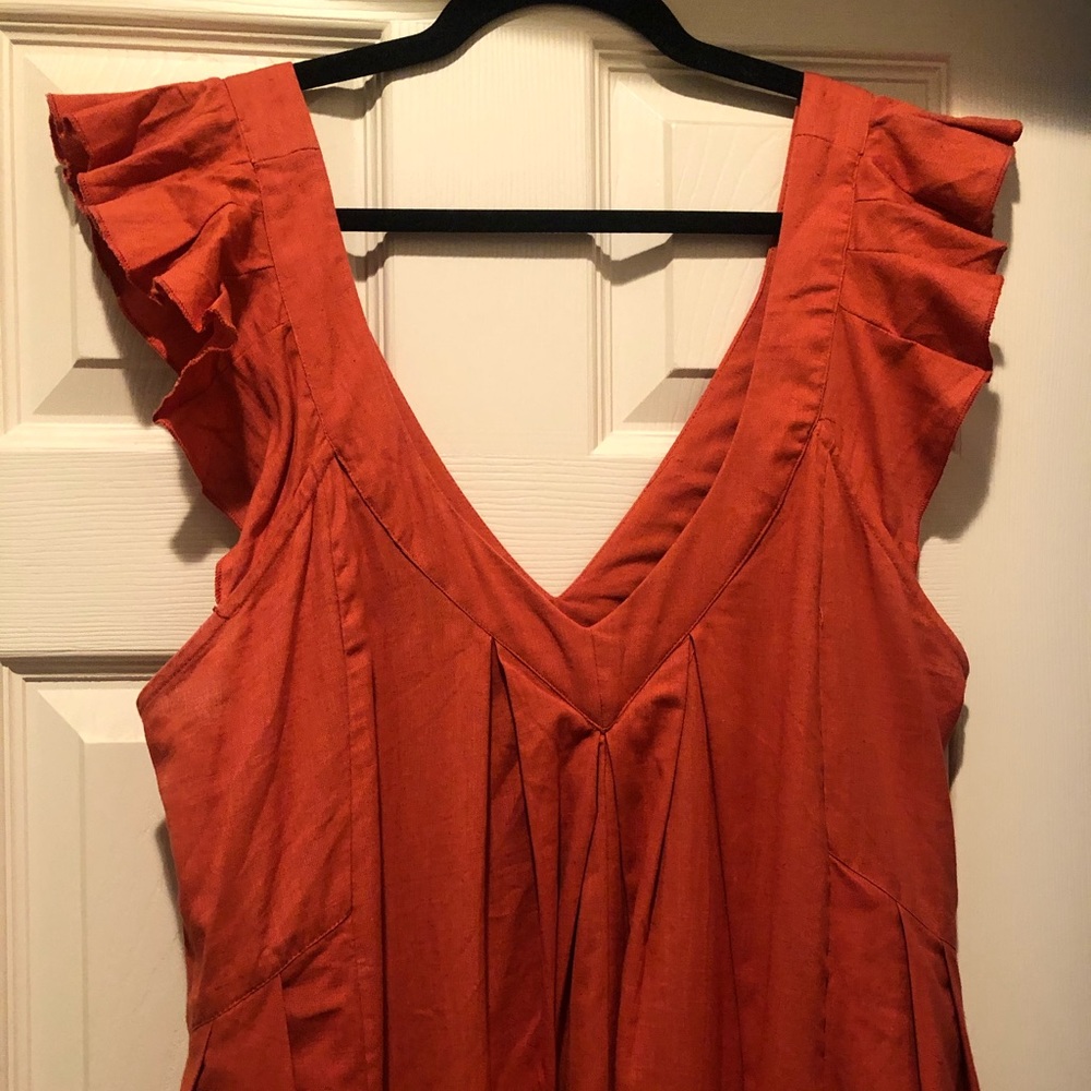 FREE PEOPLE Orange V Neck Maxi Dress